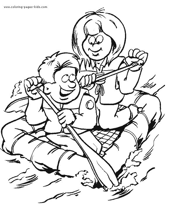 River rafting Scouting color page, family people jobs coloring pages, color plate, coloring sheet,printable coloring picture