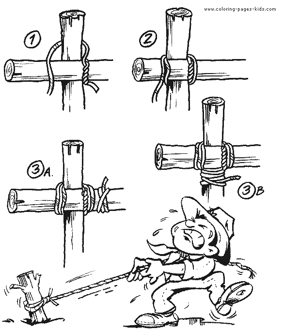 Scout Knots Test color page coloring sheet picture