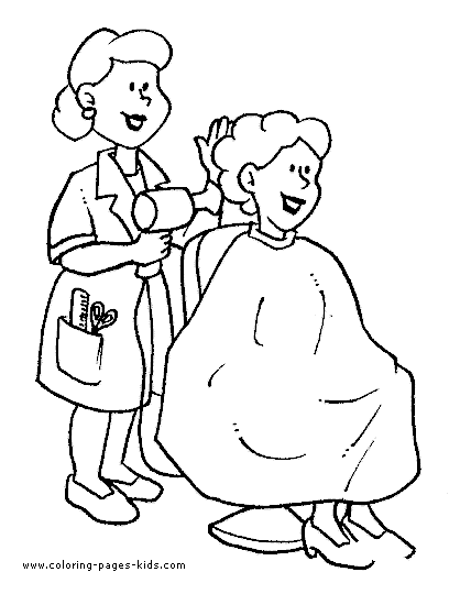 Hair Dresser Job color page, family people jobs coloring pages, color plate, coloring sheet,printable coloring picture