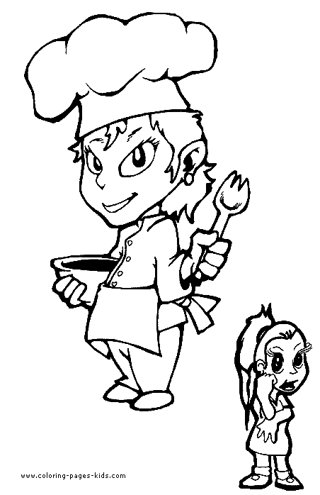 Chef or Cook Job color page, family people jobs coloring pages, color plate, coloring sheet,printable coloring picture