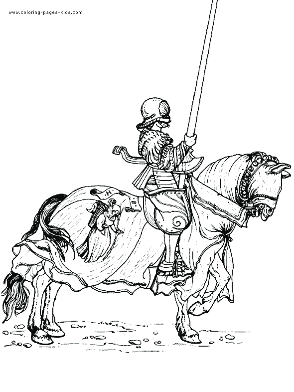 Knight on a Horse with a Pike color page