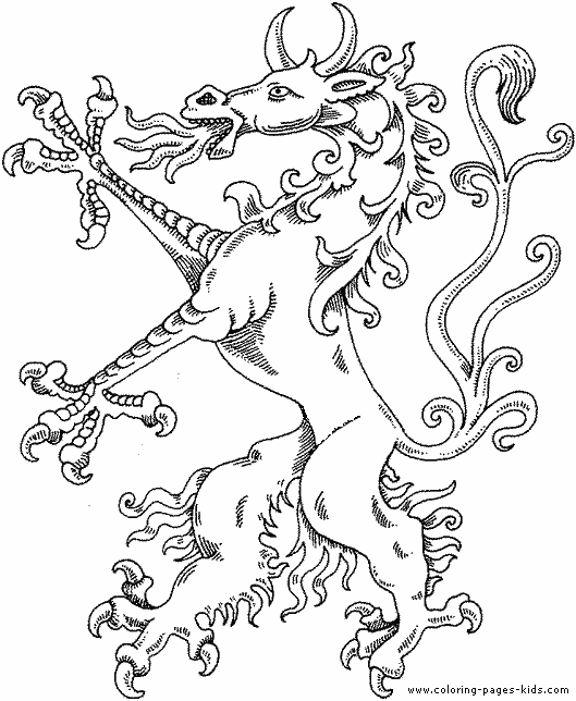 Medieval Dragon color page