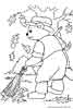 Bear raking leaves coloring page