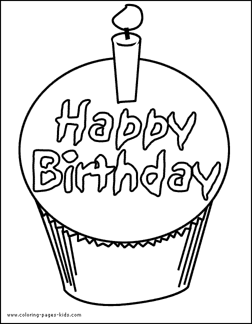 Birthday cake with candle color page Birthday color page, holiday coloring pages, color plate, coloring sheet,printable color picture