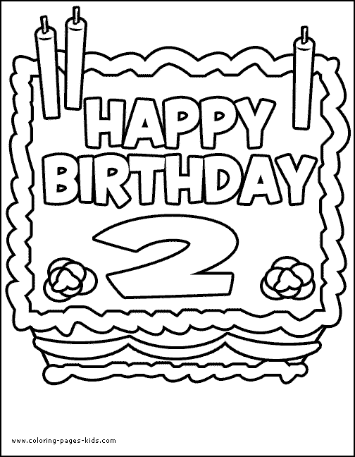 Birthday cake two years old color page Birthday color page, holiday coloring pages, color plate, coloring sheet,printable color picture