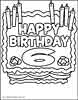 Birthday cake six years coloring picture