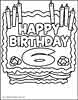 Birthday cake six years coloring picture