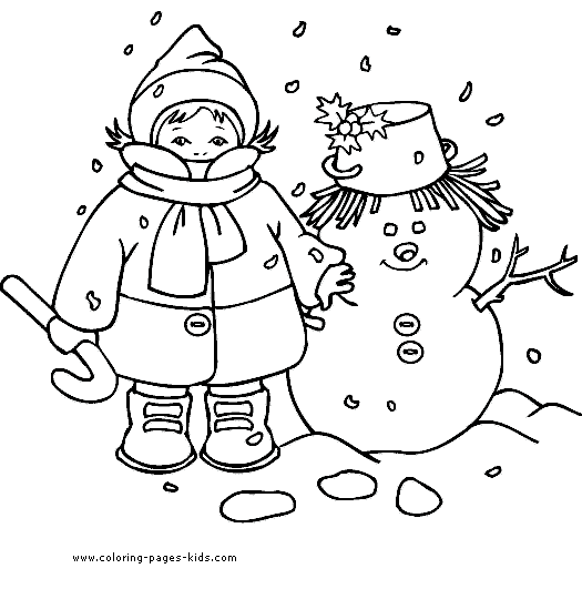 Child with a snowman coloring sheet 