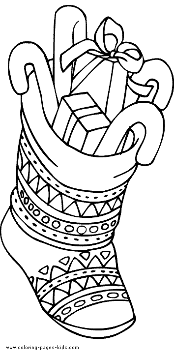 Stocking with presents coloring sheet