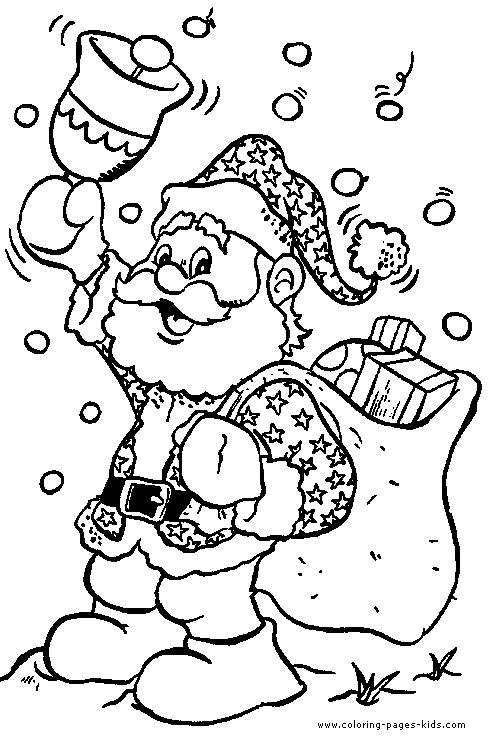 Santa Claus with a bell coloring page