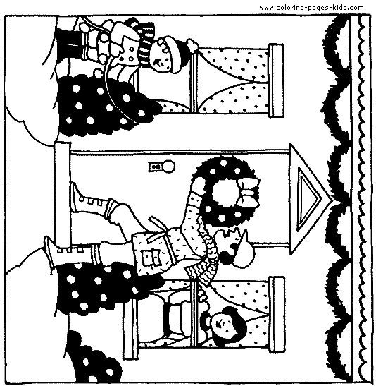 Christmas house decorations coloring pic