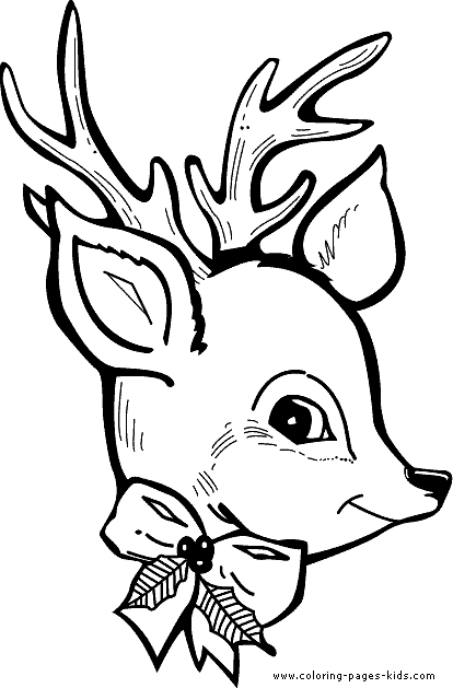 Reindeer Christmas color page, holiday coloring pages, color plate, coloring sheet,printable color picture