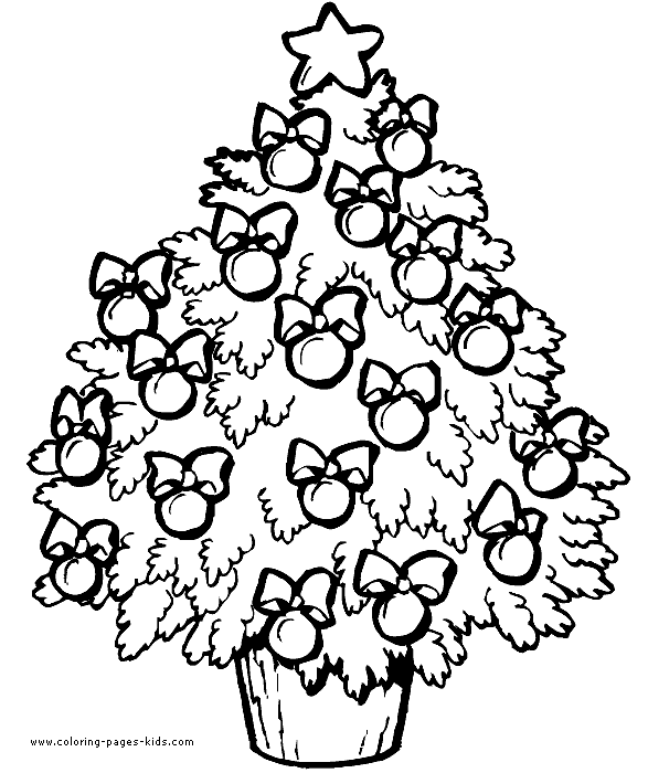 decorated christmas tree ornaments coloring page color