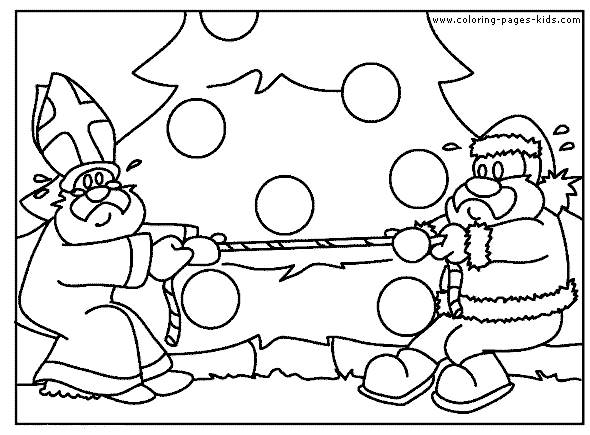 Santa and Sinterklaas color page