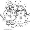Child with a snowman coloring sheet