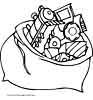 Bag full of presents coloring page