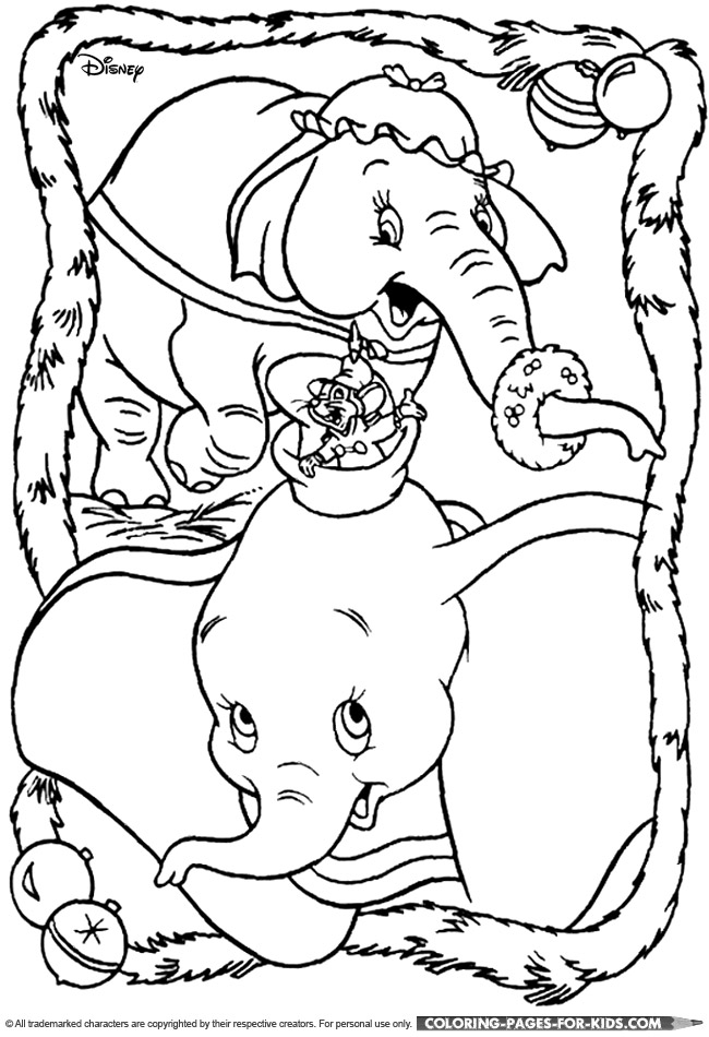 Dumbo Christmas coloring page for kids