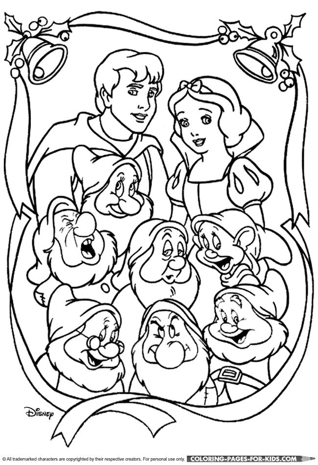 Snow White Christmas coloring page