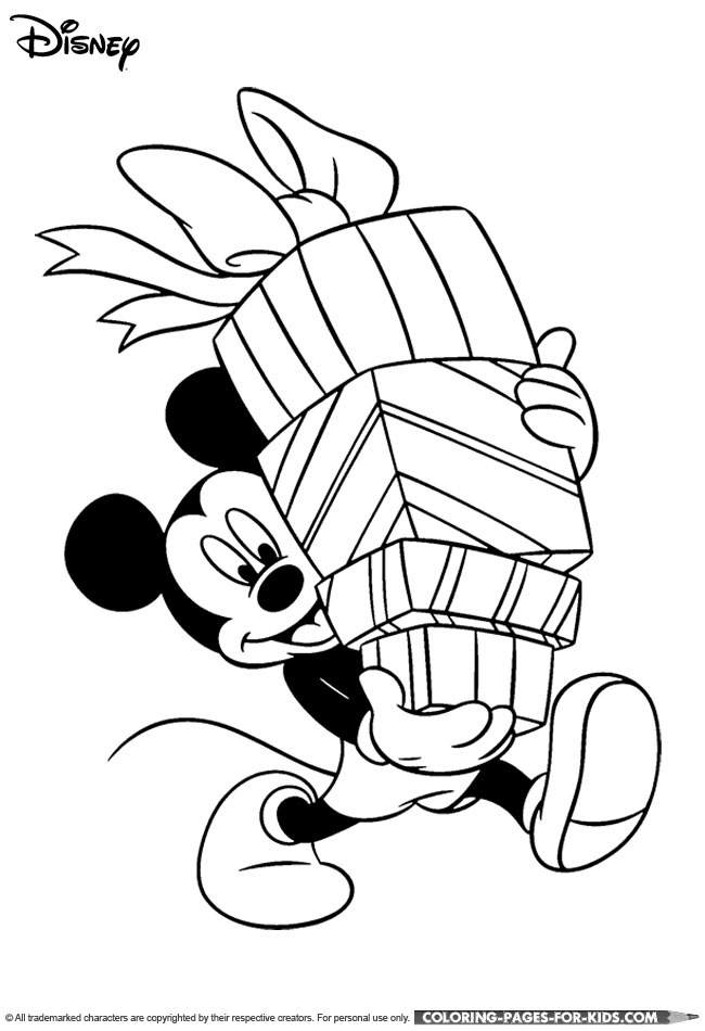 Mickey's Christmas gifts coloring for kids