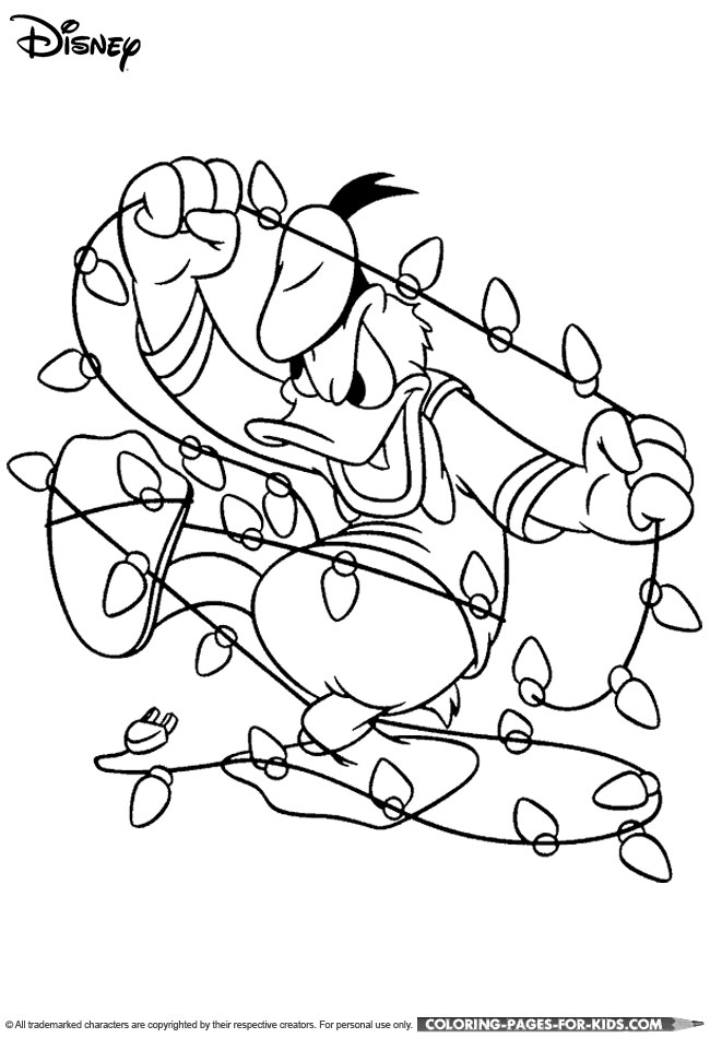 Funny Donald Duck Christmas coloring page