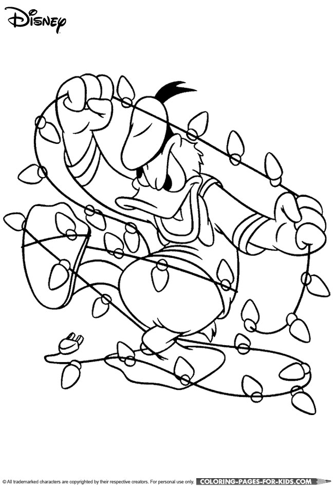 Disney Christmas Coloring Page - Funny Donald Duck Christmas