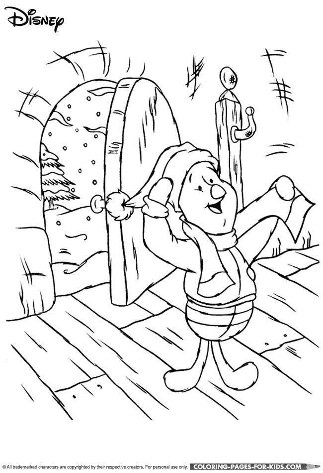 Piglet Christmas coloring page for kids