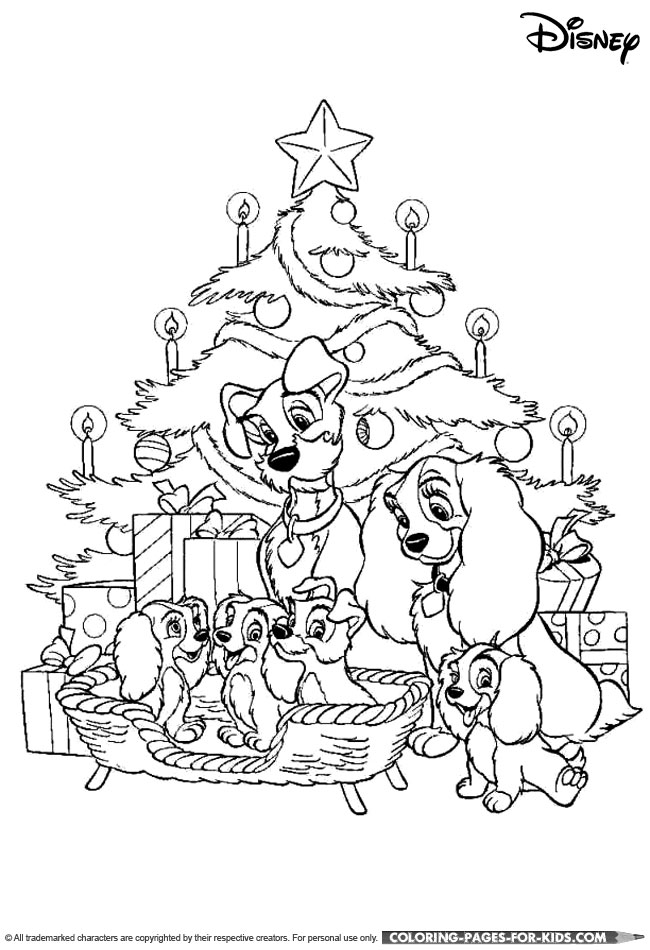 Lady and the Tramp Christmas coloring page