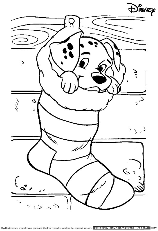 101 Dalmatians Christmas coloring picture to print