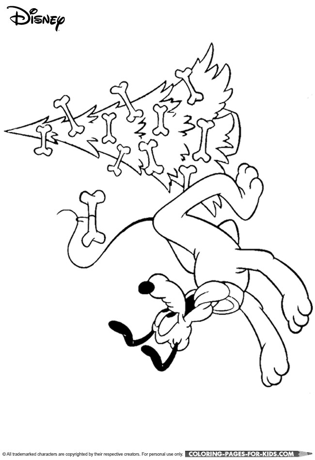 Disney Christmas Pluto coloring page for kids