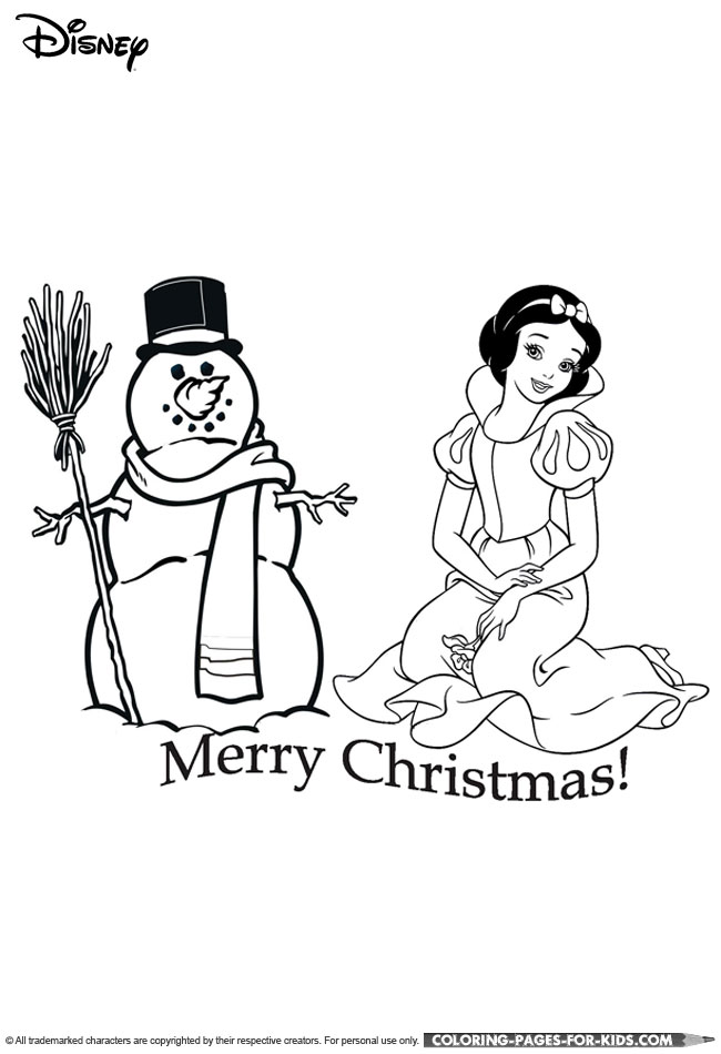 Snow White Christmas coloring page