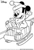 Young Mickey on a sled coloring sheet
