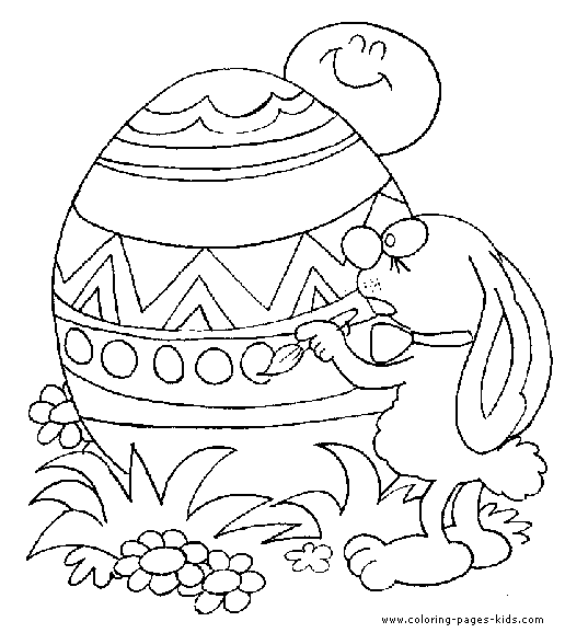 Easter Bunny Painting an Easter egg Easter color page, holiday coloring pages, color plate, coloring sheet,printable color picture