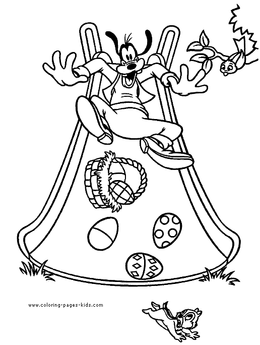 Goofy Disney Easter coloring printable for kids