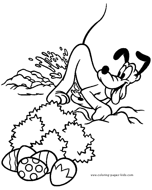 Pluto hiding Easter eggs coloring sheet