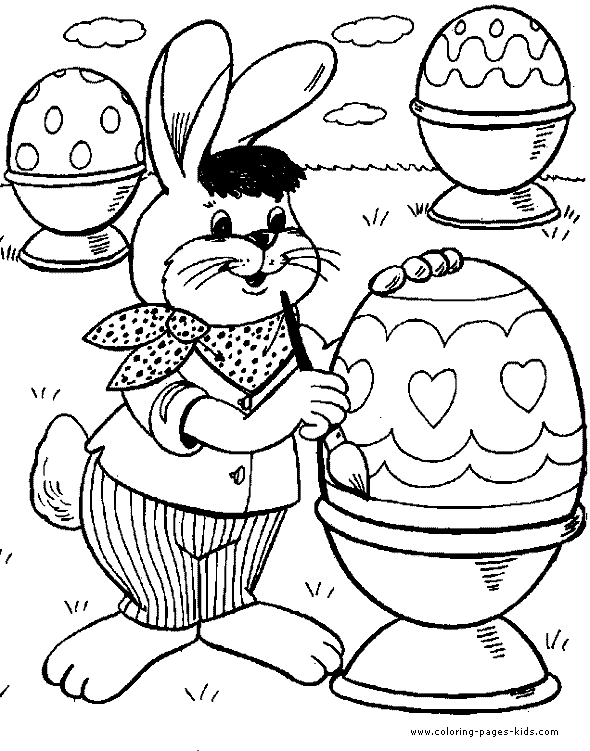 Easter Bunny Painting Easter eggs coloring page
