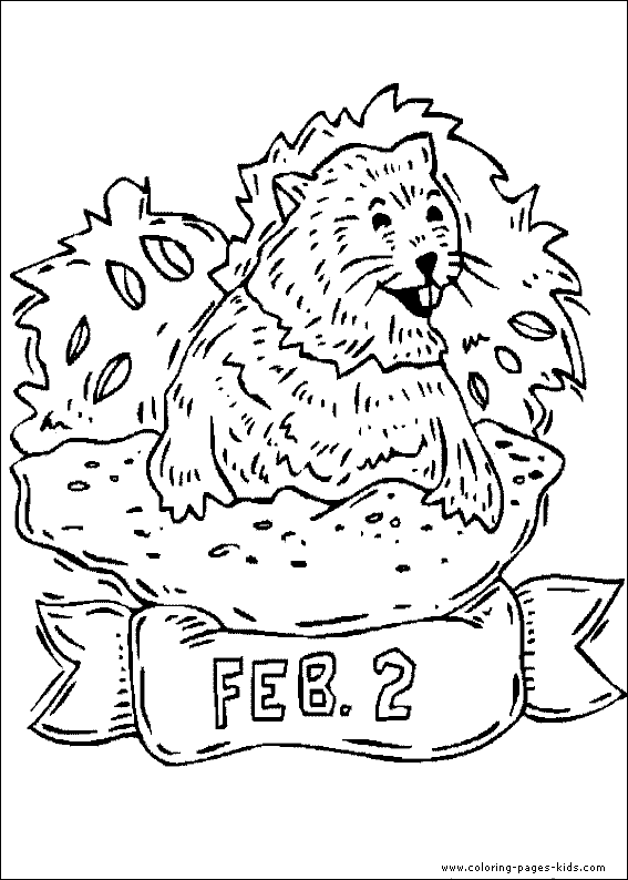 Groundhog Day color page, holiday coloring pages, color plate, coloring sheet,printable color picture