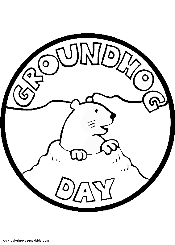 Groundhog Day color page, holiday coloring pages, color plate, coloring sheet,printable color picture