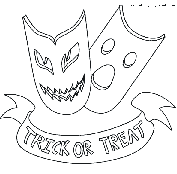Trick or Treat Halloween color page, holiday coloring pages, color plate, coloring sheet,printable color picture