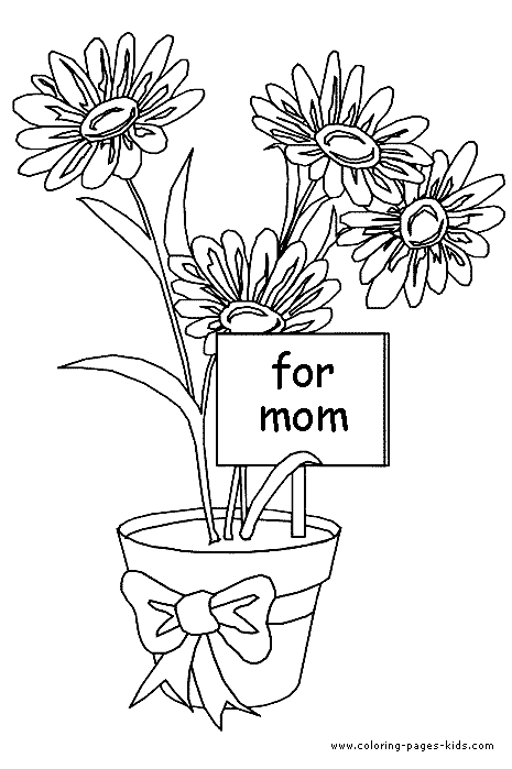 Mother's Day color page, holiday coloring pages, color plate, coloring sheet,printable color picture