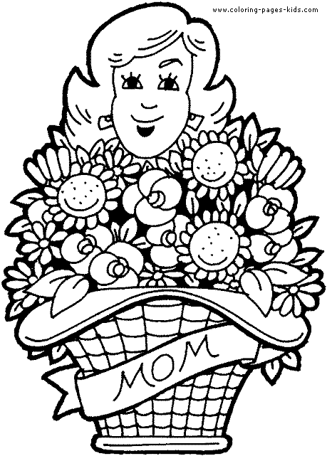 Mother's Day color page, holiday coloring pages, color plate, coloring sheet,printable color picture