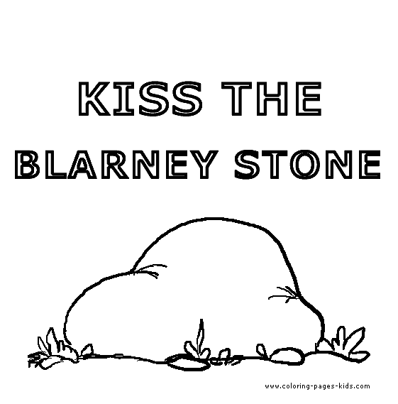 Kiss the Blarney Stone St. Patrick's Day color page, holiday coloring pages, color plate, coloring sheet,printable color picture