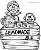 Selling lemonade in the summer coloring picture for kids