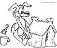 Free Dog building a sand castle coloring sheet