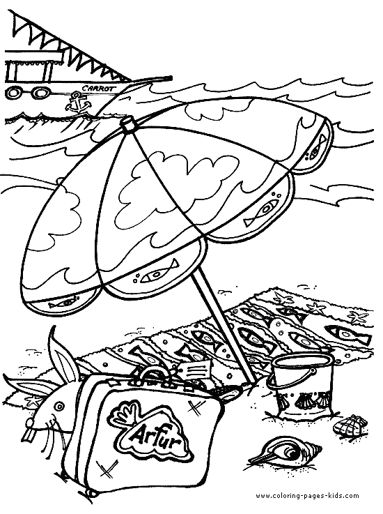 Day at the Beach coloring page color sheet