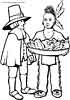 Pilgrim and an Indian coloring page