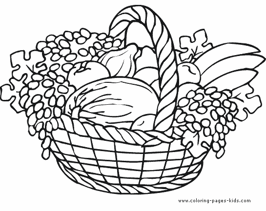 Thanksgiving food basket Thanksgiving color page, holiday coloring pages, color plate, coloring sheet,printable color picture