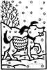 Dog in the snow coloring page