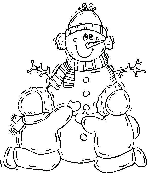building a Snowman Winter color page, holiday coloring pages, color plate, coloring sheet,printable color picture