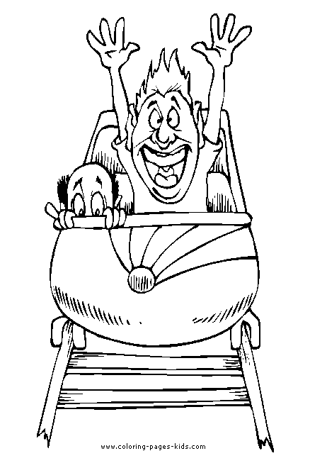 Amusement park color page,  coloring pages, color plate, coloring sheet,printable coloring picture Rollercoaster color page