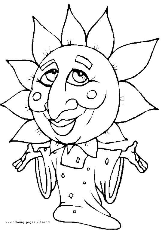 A lovely carnival coloring page of a sun costume